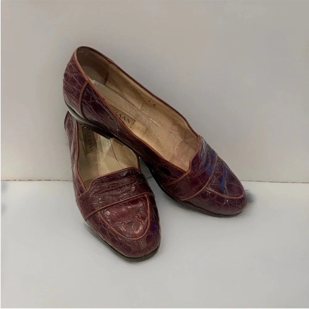 Cole Haan Vintage Genuine Alligator Brown Women's Loafers - 8M - Made in Italy